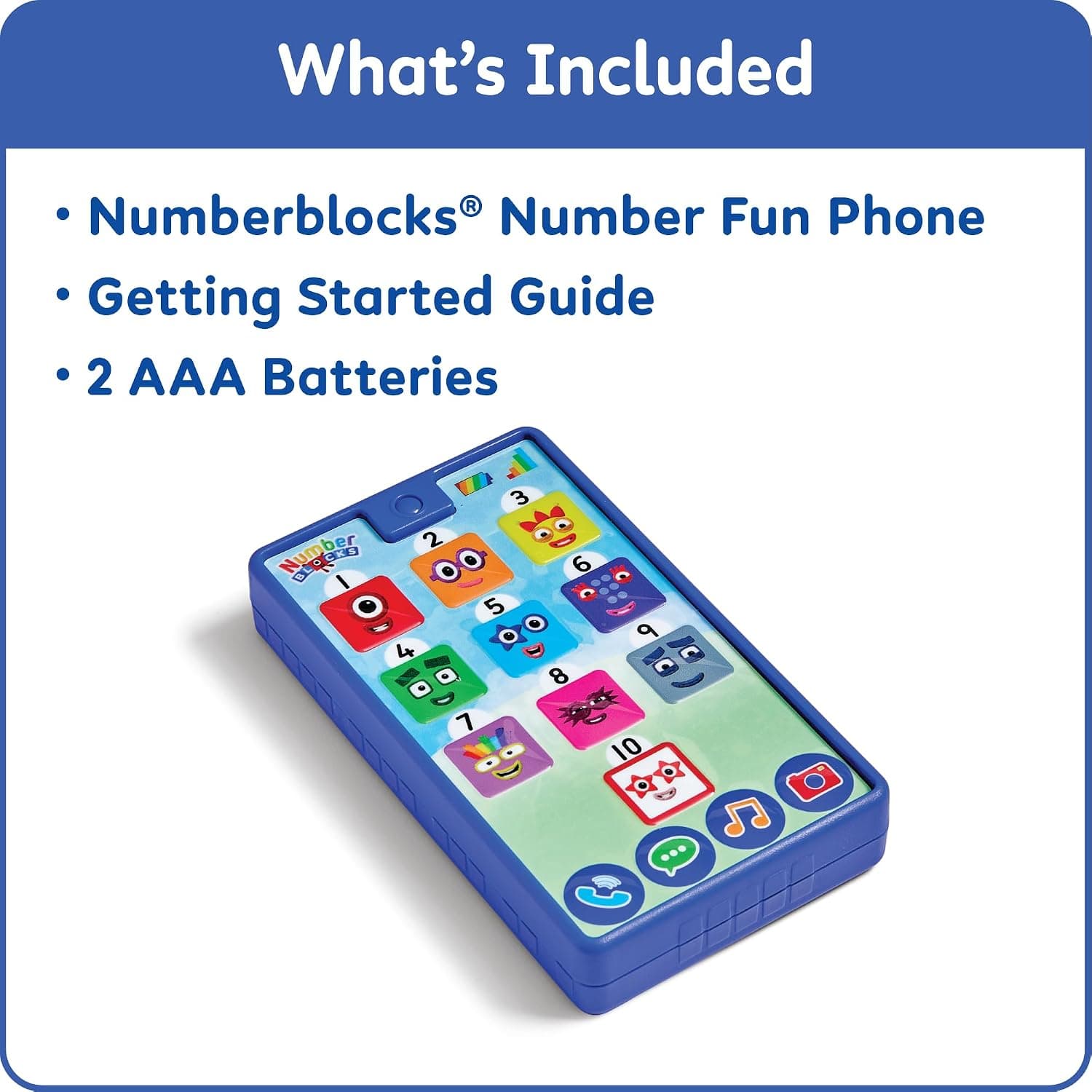 hand2mind Numberblocks - Teléfono divertido con números, más de 30 sonidos y canciones, teléfono celular de juego de simulación para niños, juguetes musicales interactivos para niños pequeños miniatura 2