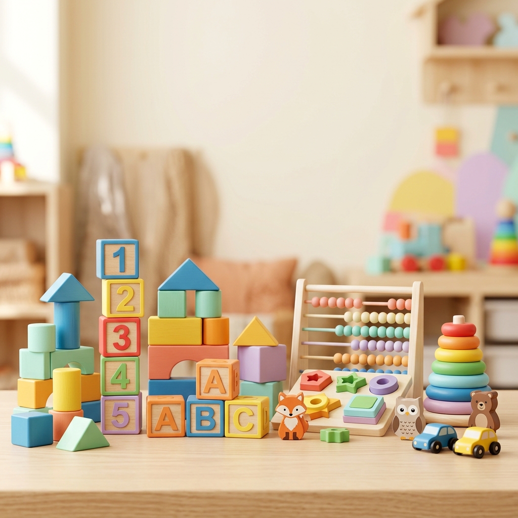Juguetes educativos Didactimania — bloques numéricos, letras y figuras coloridas